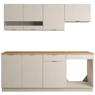 vente-unique Küchenzeile Beige Naturfarben Hell 200 cm