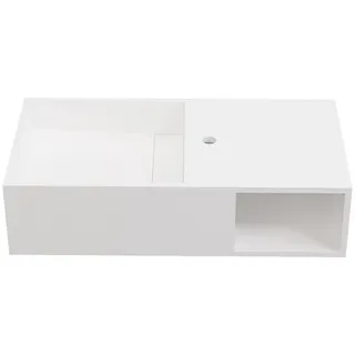 vente-unique Waschtischplatte, Weiß Stein, Uni, Rechteckig, 80x20x40 cm Badezimmer, Badezimmerschränke, Waschbeckenunterschränke