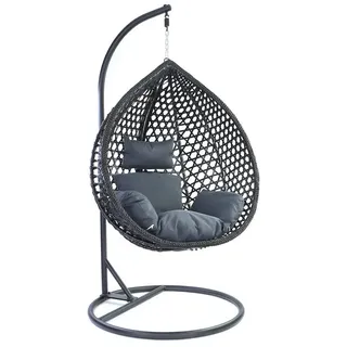 RAMROXX Hängesessel Style XXL Korb Gestell Schwarz mit Relaxkissen Grau