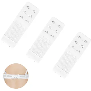 SSHUIKKAI 3 Stücke BH Verlängerung 2 Haken, BH - Verlängerung, BH Erweiterung 2 Haken, BH Verschluss Verlängerung, Weich Elastische BH Verlängerungsgurt Schwangerschafts Zubehör(Weiß) - 9.7*3.2*0.2CM