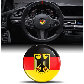 Biomar Labs 3D Silikon Aufkleber Kompatibel mit BMW 36131181082 Emblem Lenkrad 45mm Plakette Zubehör Teile Decals Lenkrad Dekoration Deutschland Deutsche Flagge Deutscher Adler V 33