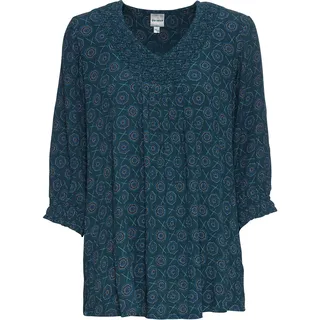 Viskose-Bluse, Druck petrol, 48/50