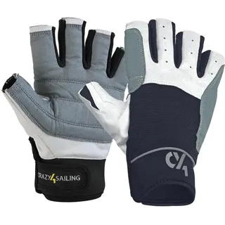 crazy4sailing Segelhandschuhe Herren & Damen Regatta Schwarz M – Profi Kurzfinger für Segeln, Kajak & Fahrrad – Maximaler Grip durch High-Tech Verstärkung – Ergonomisch & Abriebfest