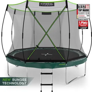 Kinetic Sports Bungee Safety Elite Gartentrampolin mit AirMAXX Technologie 244 cm dunkelgrün/silber