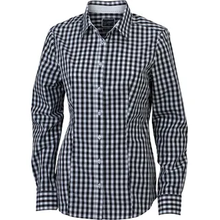 James & Nicholson Damen Karo Bluse JN616 - Nicholson Black/White XS"