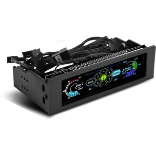 5V-12V PC 5-Lüfter-Controller CPU-Temperatursensor Computer Kühlung Antriebsschacht Front LCD-Panel, Automatischer/Manueller Modus
