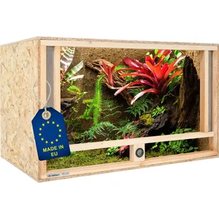 Ita Holz Terrarium 100х50х50 cm mit Frontbelüftung & Integriertem Hygrometer - Holzterrarium aus OSB-3 Platten - Terrarien für Reptilien, Schlangen, Amphibien - EU Produkt, FSC Zertifiziert