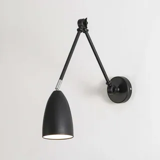 LOGT Verstellbarer Langer Arm Wandleuchte mit Schwenkbarem Arm Wandlampe Vintage Industrielle Metall Nachttischlampe Innen Drehbare Wand Leselampen Gelenkarm Wand Lampe für Schlafzimmer,Schwarz