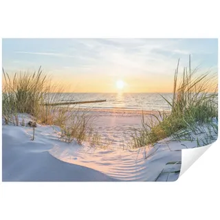 Wallarena Fototapete Strand Meer Ostsee 3D EFFEKT Wohnzimmer Schlafzimmer Küche, Fototapete - Vliestapete - Premium Halbmatt Glatt Vlies, Strand, Meer, Natur, Landschaft, (Packung, Vlies Fototapete), Fototapete Wohnzimmer Schlafzimmer Vliestapete Tapete + Kleister gelb 4.16 m x 2.54 m