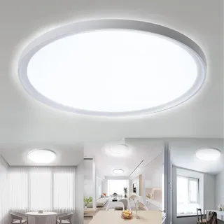 ACXIN LED Deckenleuchte Flach Rund Badlampe Deckenlampen Ceiling Light für Badezimmer, Schlafzimmer, Küche, IP44 Wasserfest - Kaltweiß