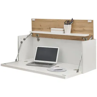 furn.design Sekretär weiß Eiche Wotan, Holzwerkstoff, Nachbildung,Eiche, Uni, Holz Optik, Rechteckig,Rechteckig, 100x35x30 cm, FSC 100%, Arbeitszimmer, Schreibtische, Sekretäre