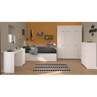 parisot meuble Kinderzimmer, Komplett-Set 4-tlg. weiß mit Stauraumbett 90x200