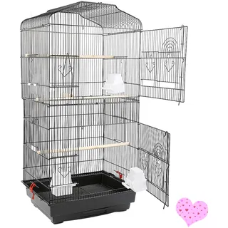 Vogelkäfig,Vogelvoliere,Voliere,Vogelhaus,Papageienkäfig,Tierkäfig,Käfig,Sittichkäfig,Vogel,Nagerkäfig,klein Metall Vogelvoliere,für Nymphensittiche, Papageien, Tauben, Sittiche, Finken(46*36*92cm)