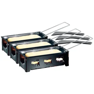 Rosenstein & Söhne Racletteofen mit Kerzen: 3er-Set Teelicht-Raclette, mit Schaber (Raclette Grill, Mini Ofen, Kerze)