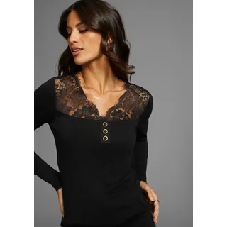 LAURA SCOTT Spitzenshirt in schwarz | Gr.: 44