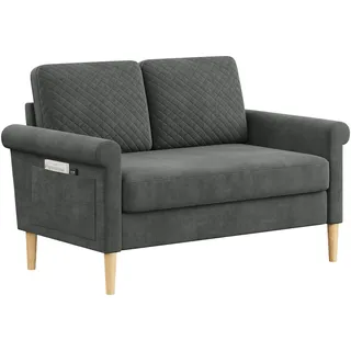 Vesgantti Sofa 2 Sitzer, Kleine Stoffcouch mit Armlehne,Mini Sofa für Wohnzimmer/Wohnung/Büro, Einfache Montage 123 x 70 x 88CM