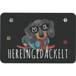 Tassenbrennerei Dackel Fußmatte mit Spruch Hereingedackel - Matte lustig mit coolen Dackel - Geschenk für Dackelbesitzer von Rauhaardackel, Kurzhaardackel und Langhaardackel