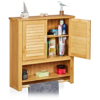 Relaxdays Hängeschrank LAMELL Bambus Hellbraun
