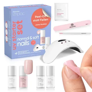 alessandro Striplac Peel-Off UV Nagellack Set für Normale Nägel, mit LED | Gel-Nägel Starter Set für zuhause mit Prime Coat für normale & weiche, flexible Nägel, acetonfrei ablösbar, HEMA-frei & vegan