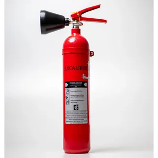 Excalibur | 2 kg CO2 Feuerlöscher DIN EN 3 | Geeignet für die Brandklassen - B Zertifiziert | 2LE | inkl. Wandhalterung & Instandhaltungsnachweis/Marke König Brandschutz