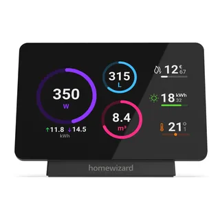 HomeWizard Energy Display, Echtzeitverbrauchsanzeige, Zubehör für P1/kWh/Watermeter, Schwarz