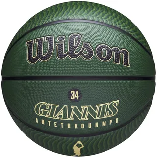 Wilson Basketball, NBA Player Icon Outdoor, Giannis Antetokounmpo, Milwauke Bucks, Outdoor und Indoor, Größe: 7,