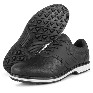 LZQpearl Herren Golfschuhe, Leder Business Golfstiefel ohne Spikes, Klassische, atmungsaktive, rutschfeste, lässige Golf-Trainings-Sneaker Black, 43 - 43 EU