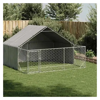 vidaXL Outdoor-Hundezwinger mit Auslauf 3 x 3 x 1,9 m Stahl Silber