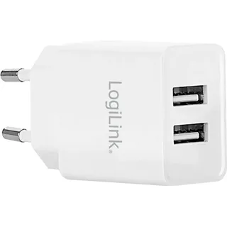 Logilink USB Steckdosenadapter 2 x USB Port 10,5 W weiß
