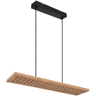 GLOBO Hängeleuchte dimmbar Holz Holzleuchte hängend Esszimmerleuchte Küche, Metall, braun, LED 40W 2000Lm warmweiß, h 120 cm