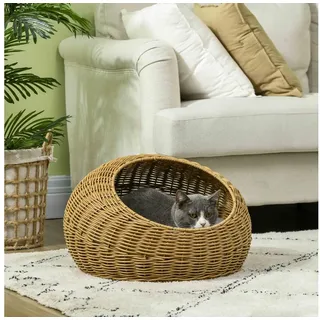 PawHut Katzenhaus mit Kissen Ø50 x 31 cm Hellbraun/Braun