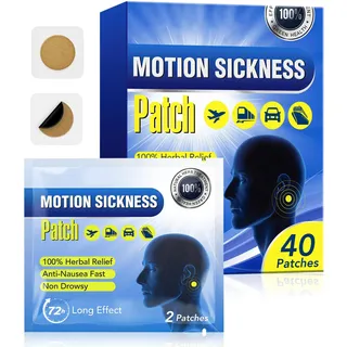 Reisekrankheitspflaster, Seekrankheit Patches, Seekrankheit Pflaster für Auto, Kreuzfahrt und Flug, Reise-Essentials, zur natürlichen Linderung von Übelkeit, Schwindel und Erbrechen