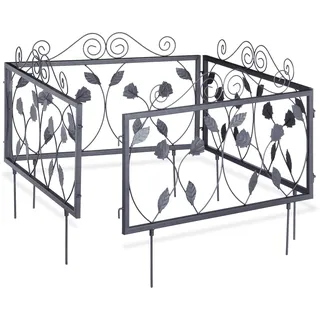 Relaxdays Beetzaun Metall 225 x 47 cm 4er Set schwarz