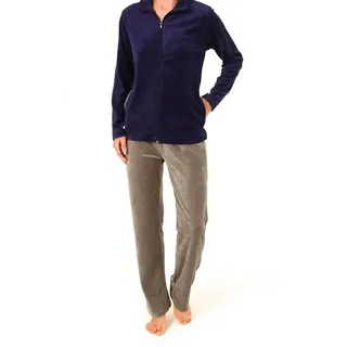 normann Damen Hausanzug Homewear Nicky Velvet - 57672, Größe2:48/50, Farbe:Navy - 48-50