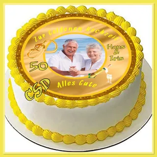 Tortenaufleger Goldene Hochzeit, personalisiert, Zuckerpapier Tortenbild,Fototorte