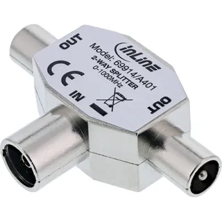 InLine InLine® Antenne T-Verteiler für TV, 1x Koax Buchse an 2x Koax Stecker