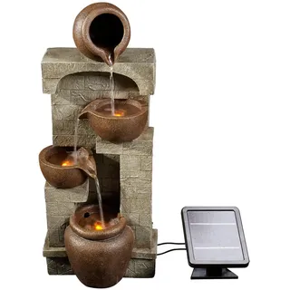 Teamson Home Solar-Gartenbrunnen, Braun, Kunststoff, Stein Optik, 26.2x72.4x31 cm, Gartenzubehör, Gartendeko