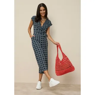 Tamaris Culotte-Overall mit lockerem Schnitt, aus fließender Viskose-Qualität mit Bindegürtel und modernem Muster blau 40