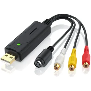 Aplic USB Audio Video Grabber - VHS - Videoadapter zur Bearbeitung, USB zu S-Video, Composite, Cinch