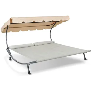 LECO Doppelliege 200 x 200 x 110 cm beige  inkl. Sonnendach