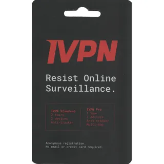 IVPN Gutscheinkarte (2 Jahre Standard oder 1 Jahr Pro Suite) Privacy VPN