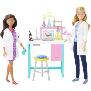 Barbie Wissenschaftslabor-Spielset mit 2 Puppen & 10+ Zubehörteilen (HJY95)
