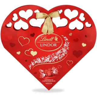 Lindt Lindor Herzpackung, unendlich zartschmelzende Lindor Kugeln Milch in einer hochwertigen Herzpackung, 4er Pack (4 x 112 g)