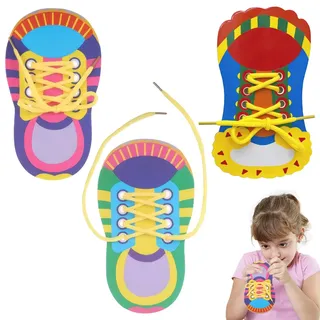 Celiodd 3 Stück Schleife Binden Lernen Kinder,Schleifen Binden Lernen Ideal Für 3-6 Jahre,Schuhe Binden Lernen Sicher & Unterhaltsam,Schleife Lernen Kinder Feinmotorik Fördernd,Schnürsenkel-Spielzeug