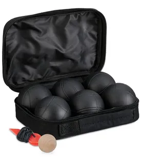 Relaxdays 6 Boule Kugeln im Set schwarz