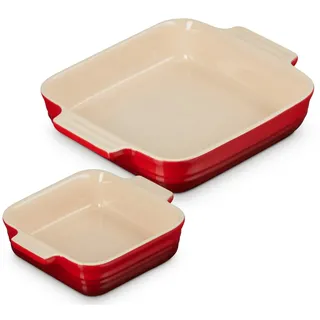 Le Creuset Klassisches Quadratisches Backform-Set, 2-teilig, 14/23 cm, Kirschrot