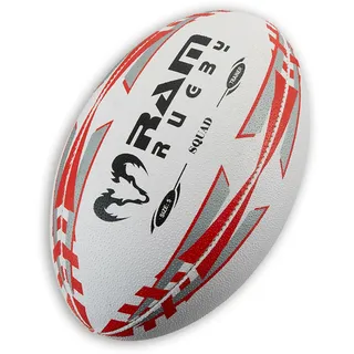 Ram Rugby Squad Trainingsball, England Designed, Top-Qualität, Handgenäht, 3D-Grip für Optimale Ballkontrolle, OHNE Pumpe, Größen 3-5 (5 (Erwachsene))