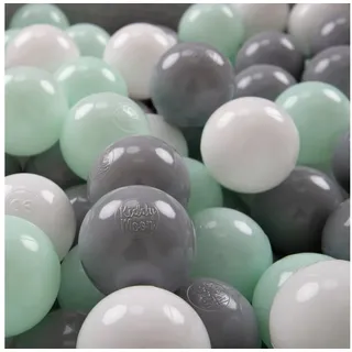 KiddyMoon 200/6Cm Kinder Bälle Für Bällebad Spielbälle Baby Plastikbälle Made In EU, Weiß/Grau/Mint