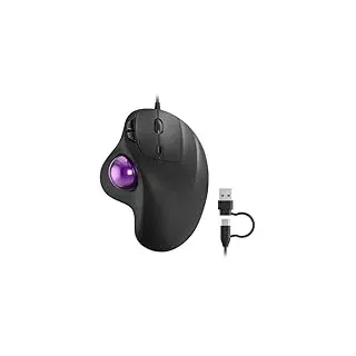 Nulea M509 Trackball Maus verdrahtet, Ergonomisches Design, Einfache Daumenkontrolle, Präzise und reibungslose Verfolgung, 2-in-1 Schnittstelle (Typ A &Typ C), Kompatibel für PC, Laptop, Mac, Windows.