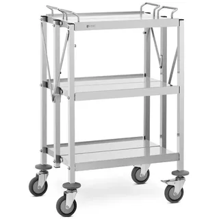 Royal Catering Servierwagen 3 Borde Ablagen: 58 cm - 90 kg - faltbar Küchenwagen Edelstahl Küchenrollwagen Rollwagen Küche